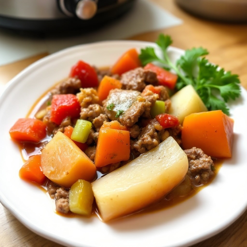 Slow Cooker Hearty Vegetable-Beef Soup