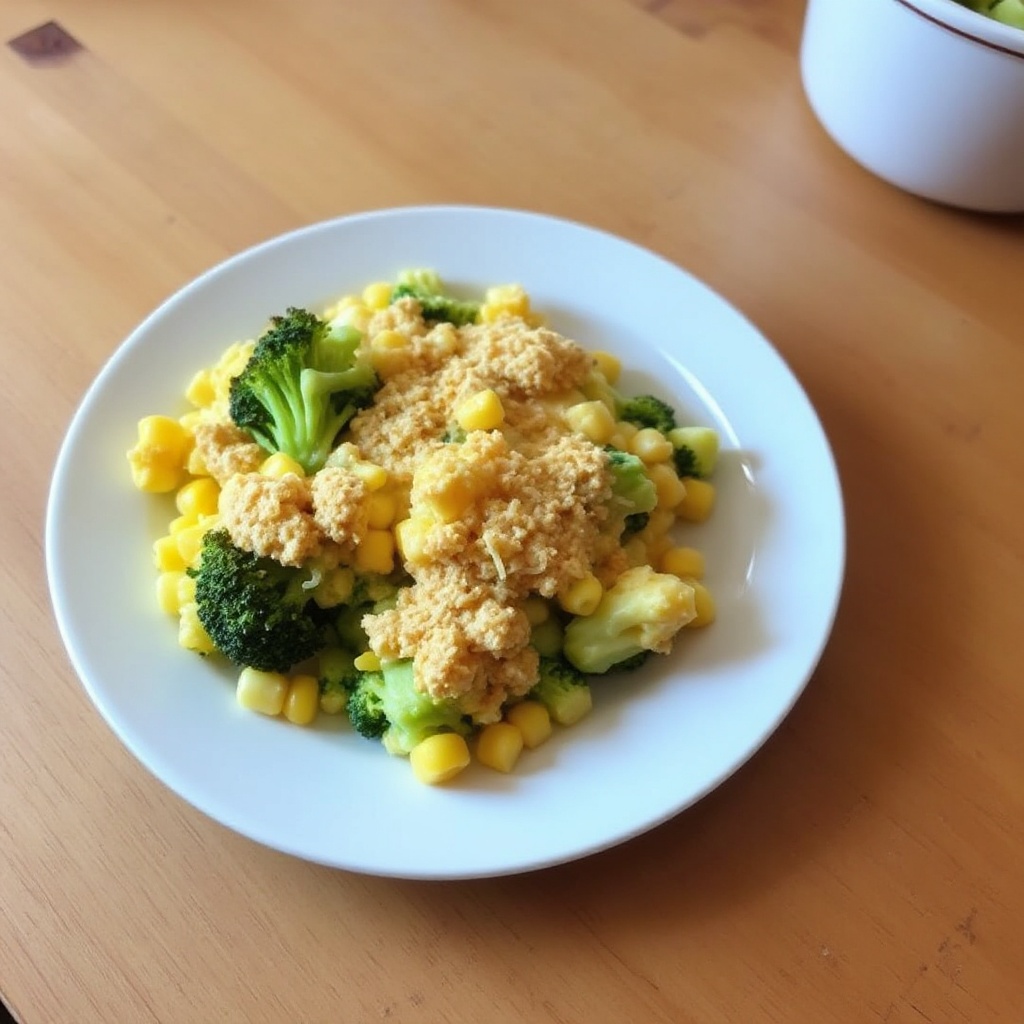 Cheesy Broccoli and Corn Bake with Cracker Topping