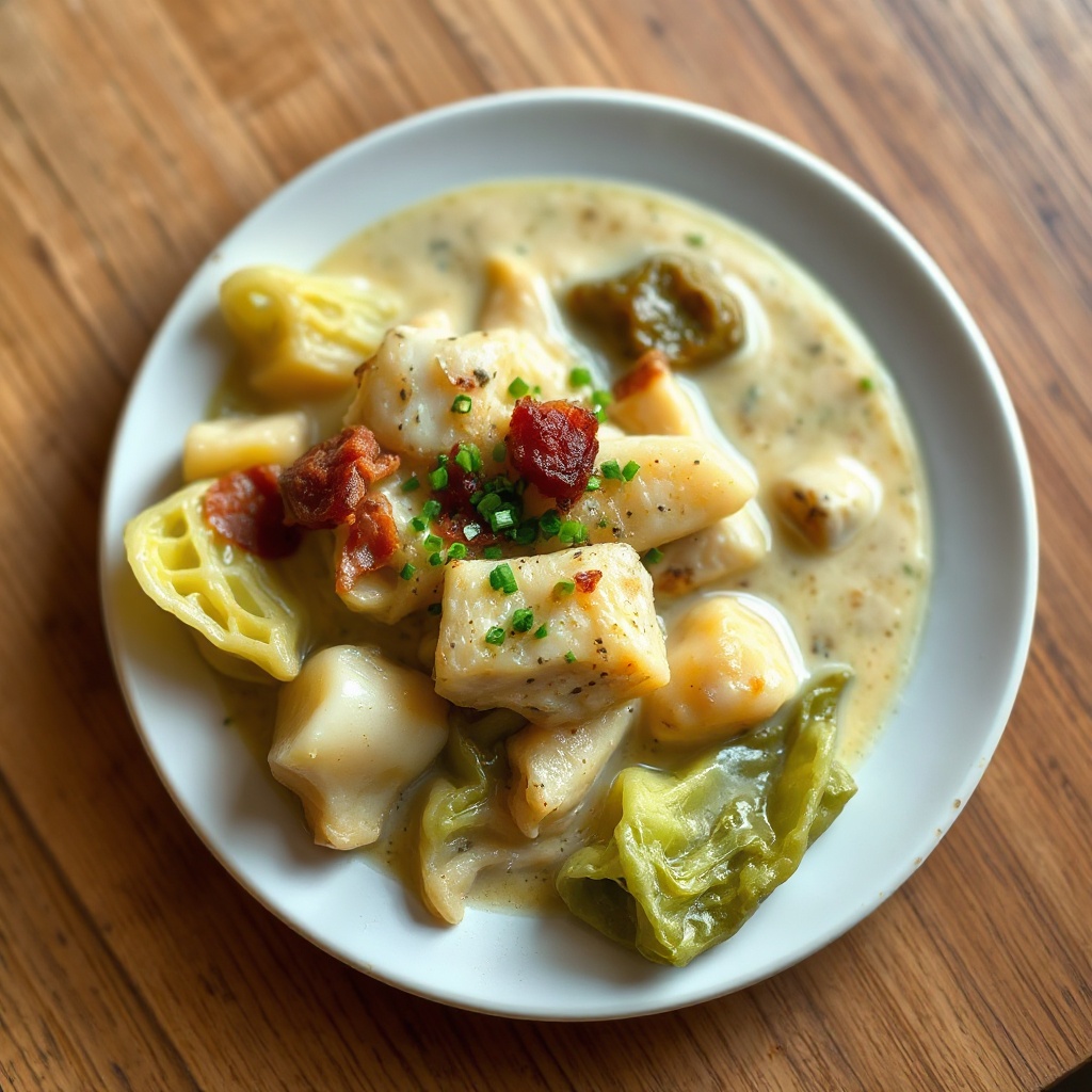 Creamy Cod and Savoy Cabbage Chowder