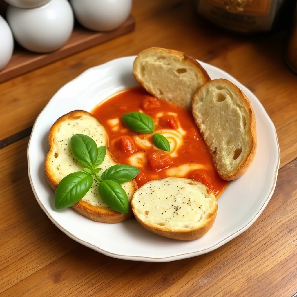 Cremige Tomaten-Basilikum-Suppe mit Knoblauch-Parmesan-Toast