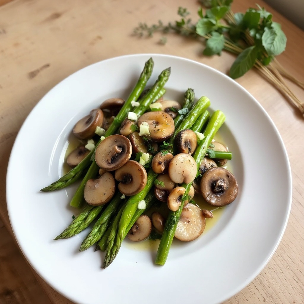 Sautéed Asparagus and Mushrooms with Herbs