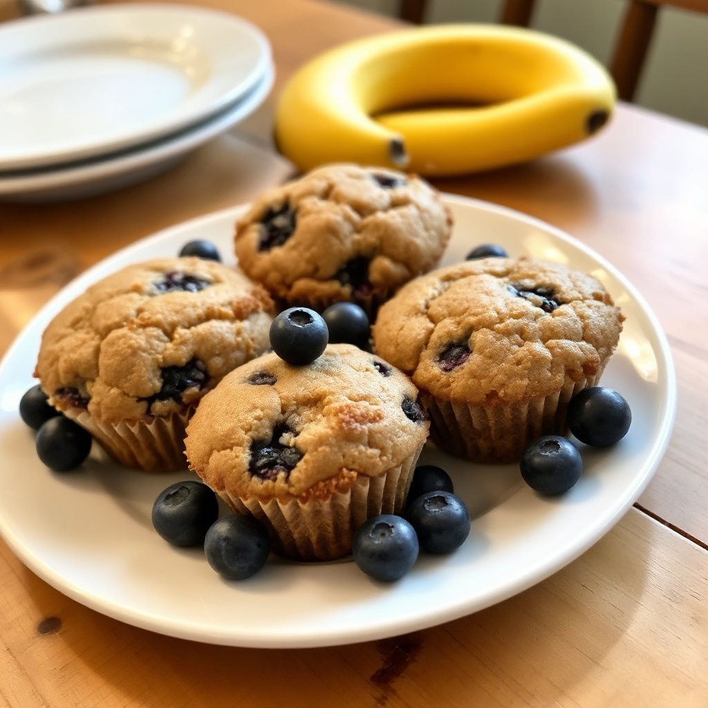 Muffin di Banana e Mirtilli con un Tocco Salutare