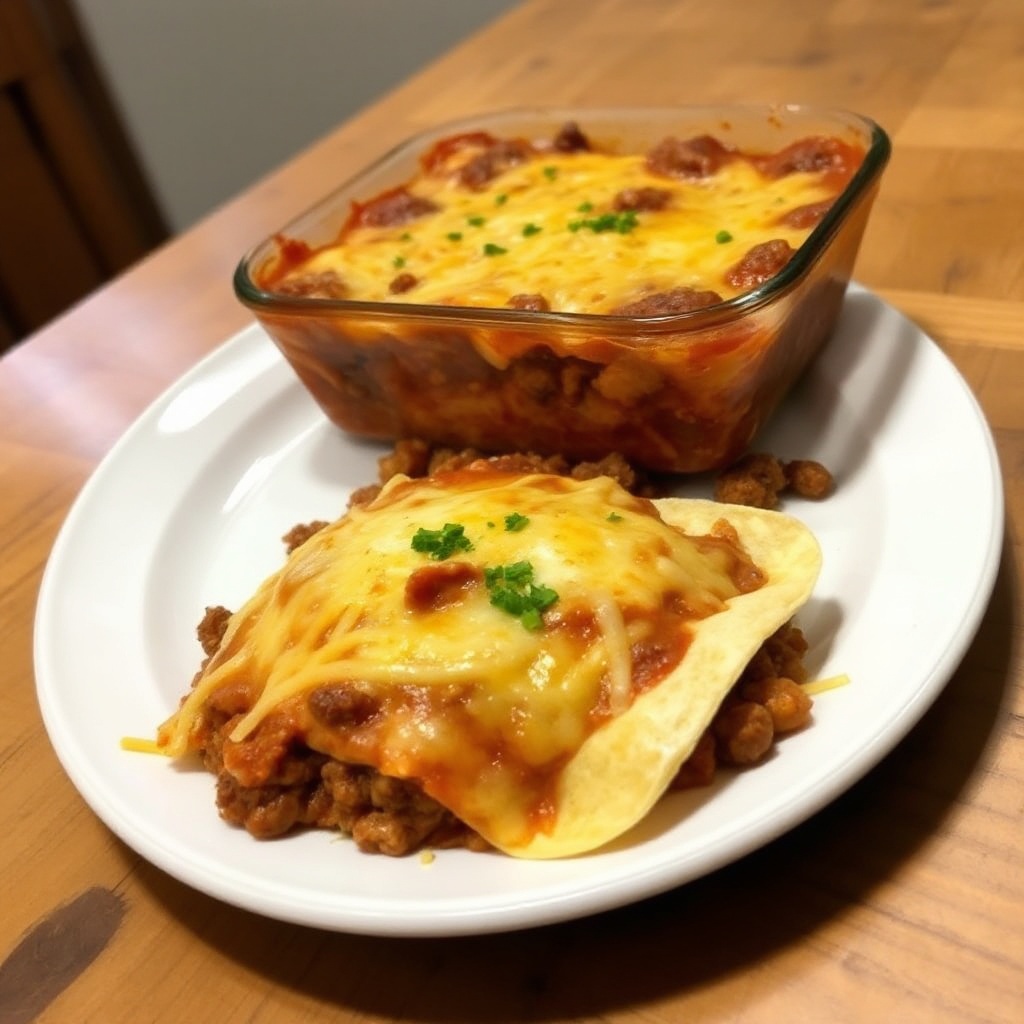Cheesy Beef Enchilada Bake