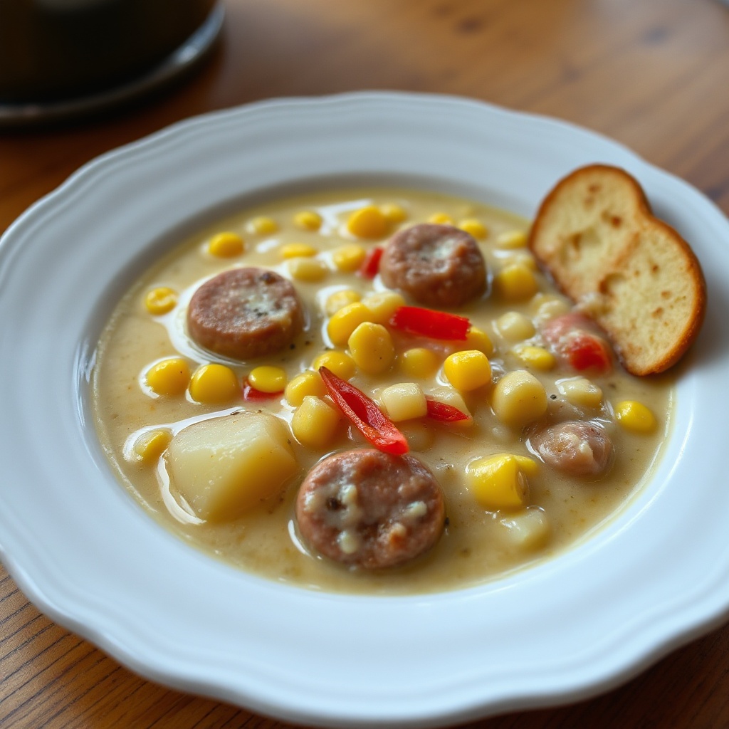 Cremige Wurst- und Mais-Chowder