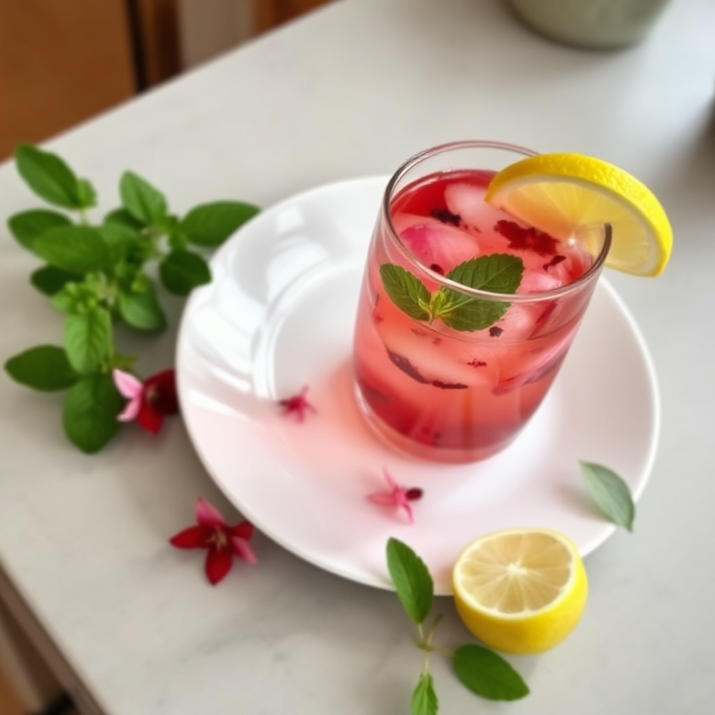 Erfrischender Hibiskus-Minze-Cooler