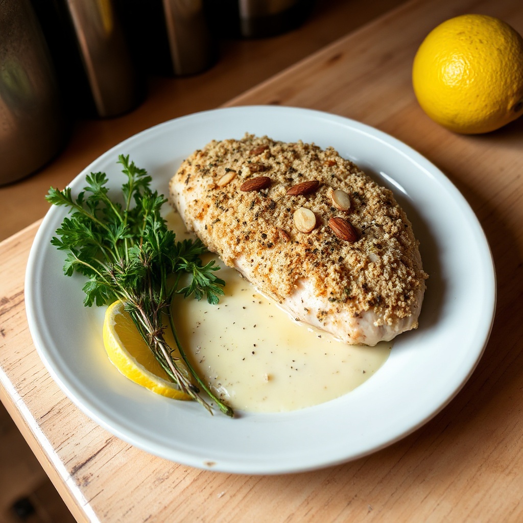 Kräuterkruste-Hähnchen mit Zitronenbuttersauce