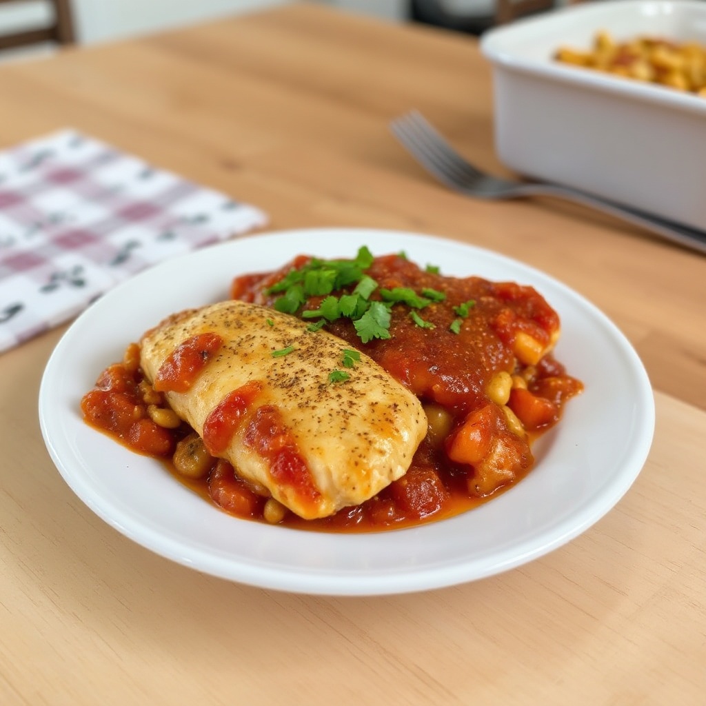 Würzige Salsa-Hühnchen-Auflauf