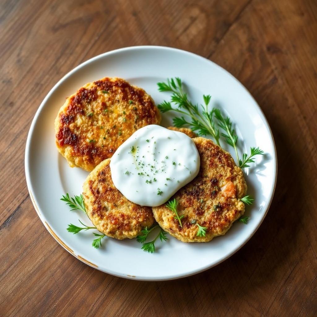 Frittelle di Salmone Salate con Salsa allo Yogurt e Erbe