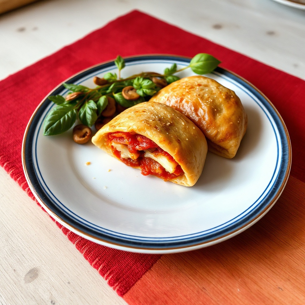 Hausgemachte gefüllte Pizzataschen