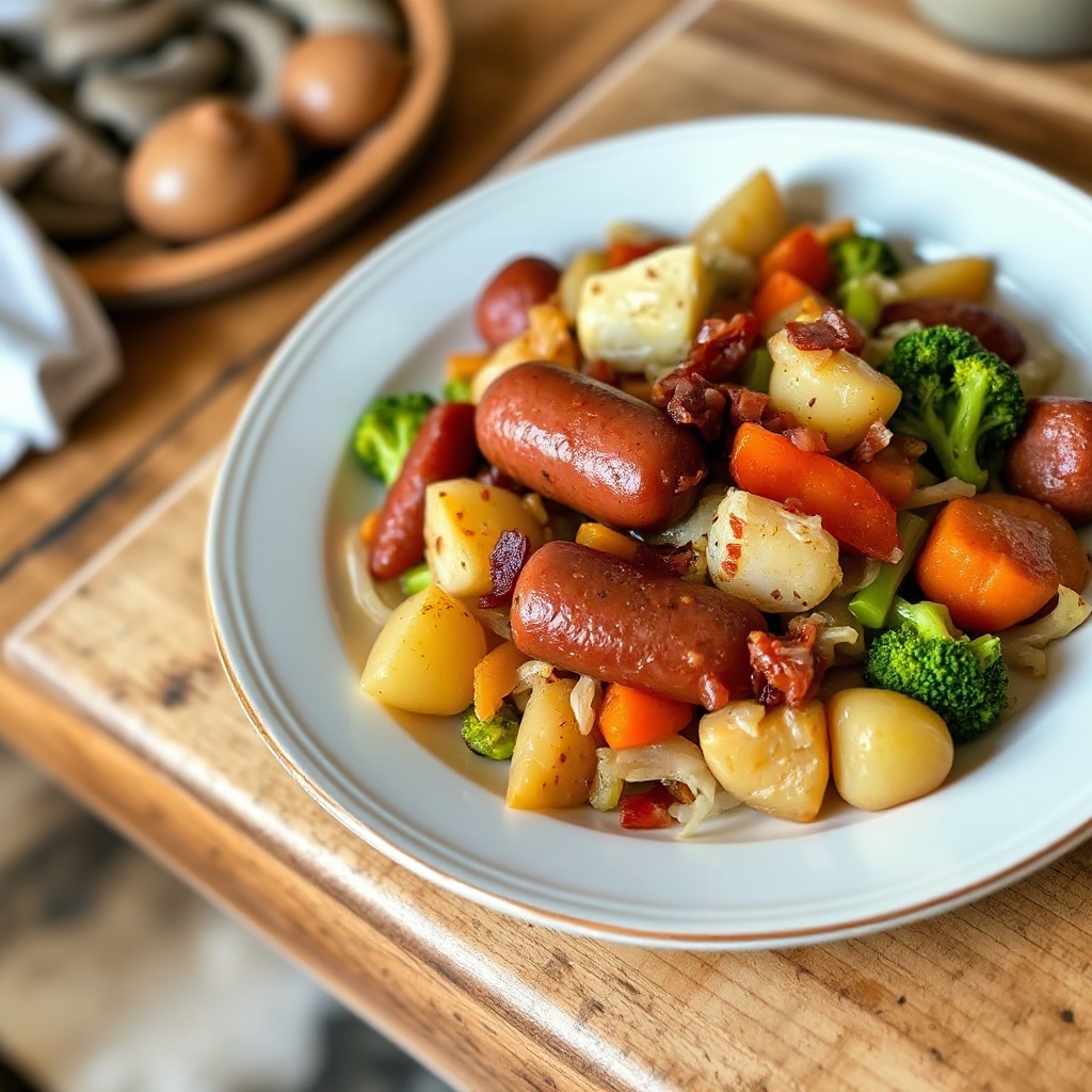Herzhafter Kielbasa- und Gemüse-Pfanne