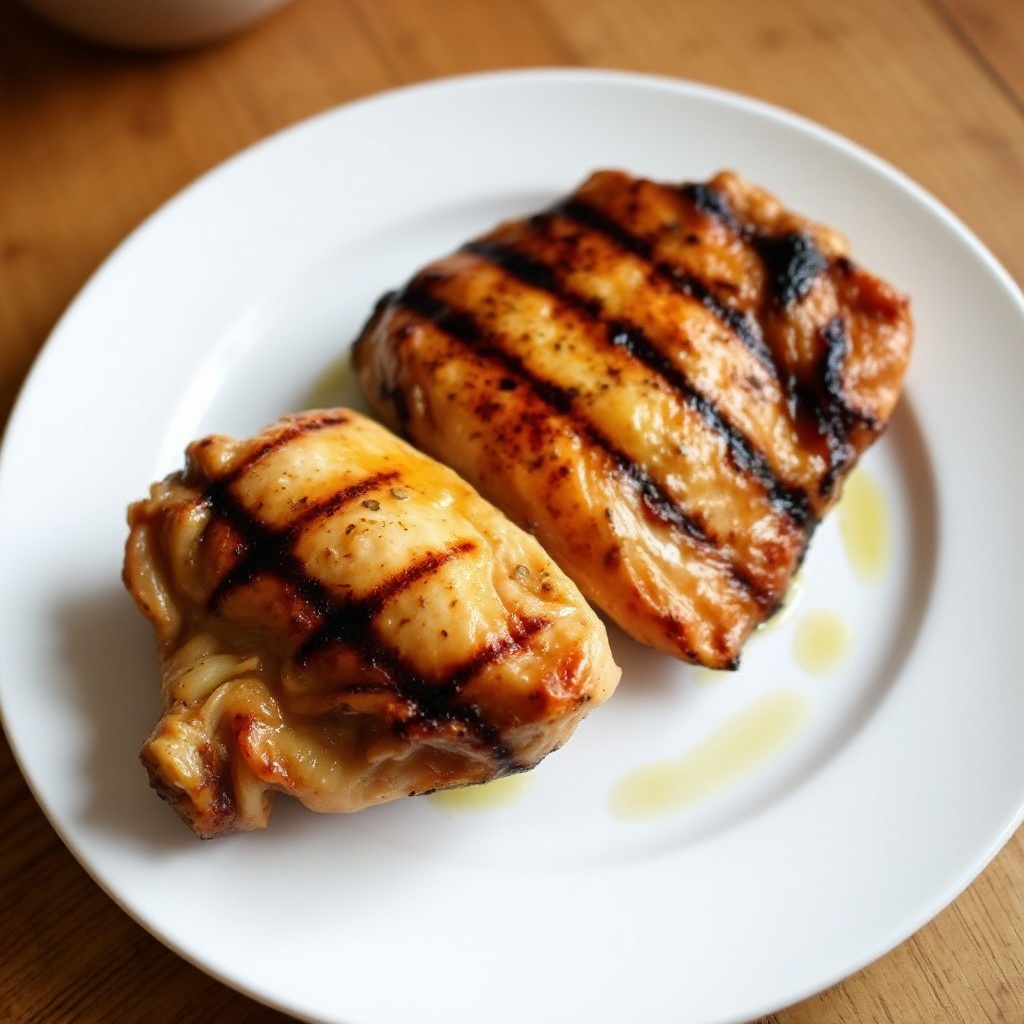 Säuerliche Gegrillte Hähnchenschenkel mit Schalotten-Knoblauch-Marinade