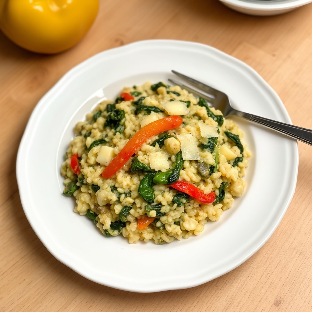 Creamy Baked Spinach and Bell Pepper Risotto