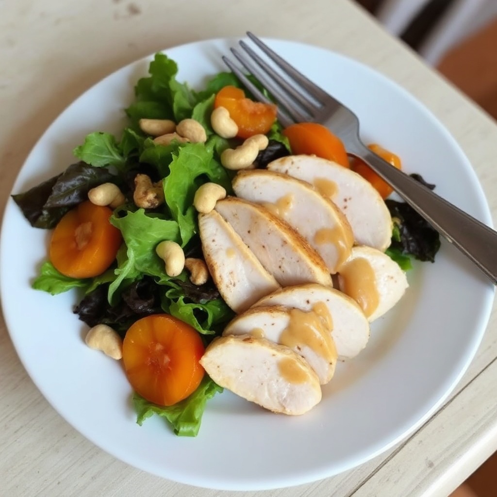 Aprikosen-Hühnchen-Salat mit Cashew-Dressing