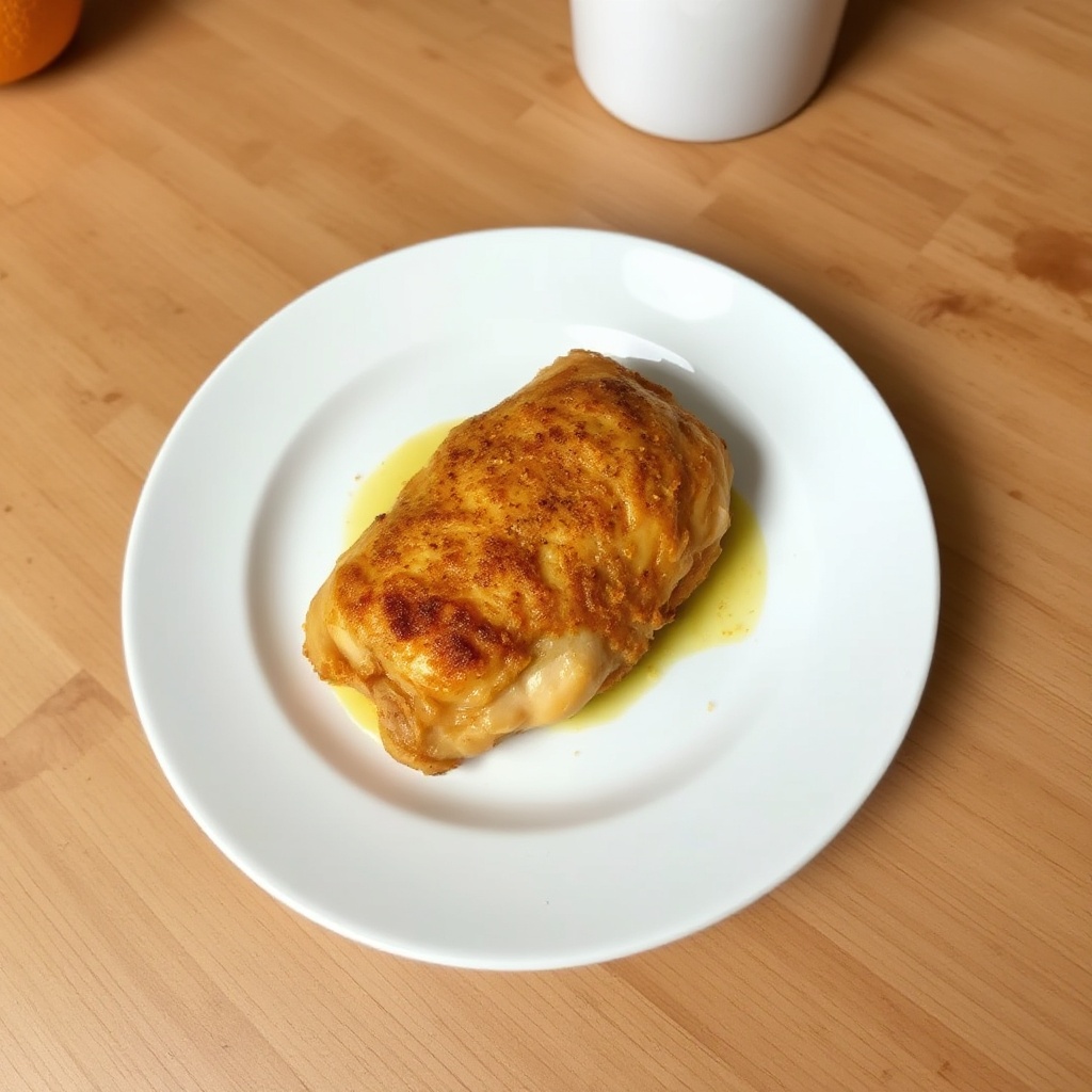 Knusprige, mit Orange aromatisierte gebackene Hähnchenschenkel