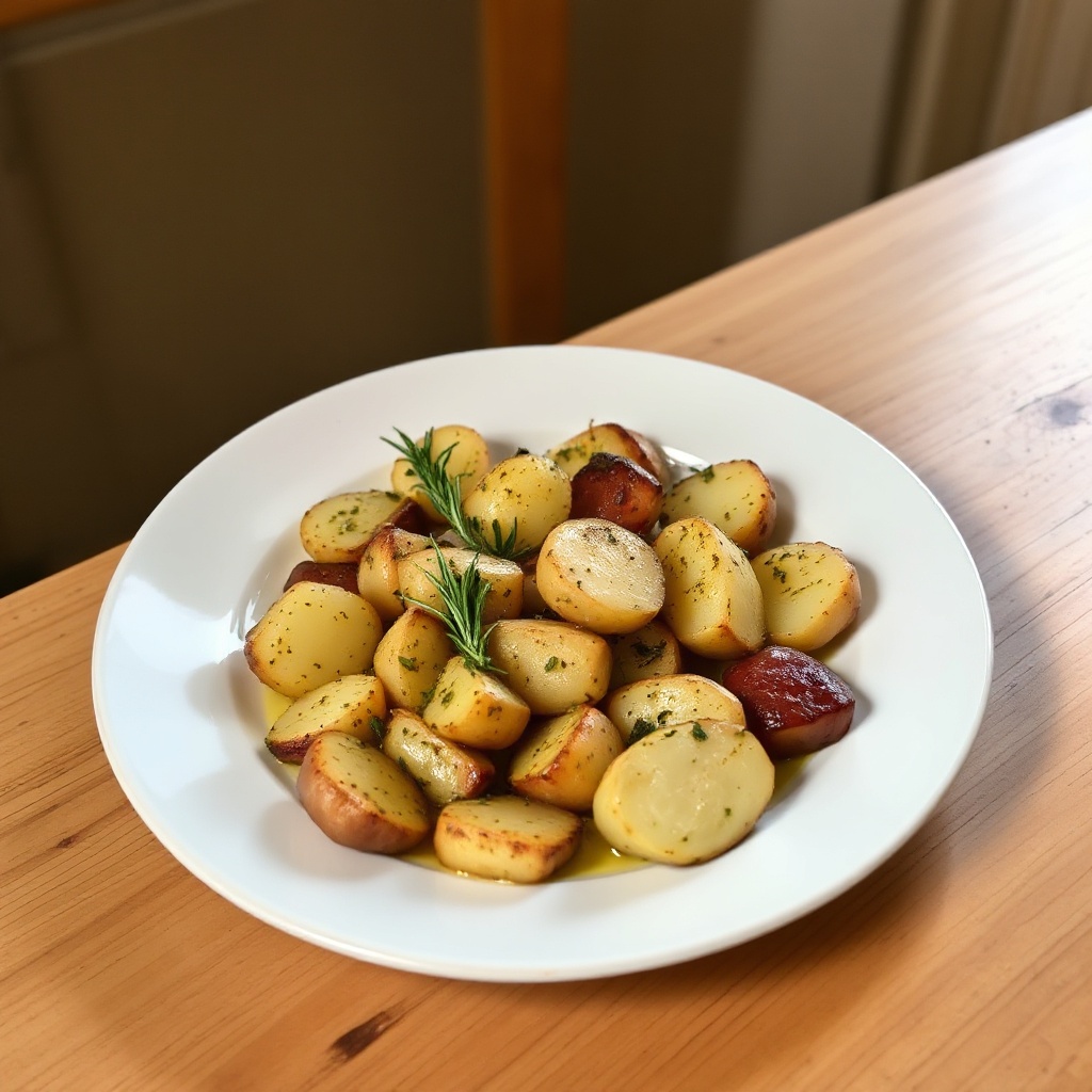 Patate arrosto aromatizzate alle erbe con aglio