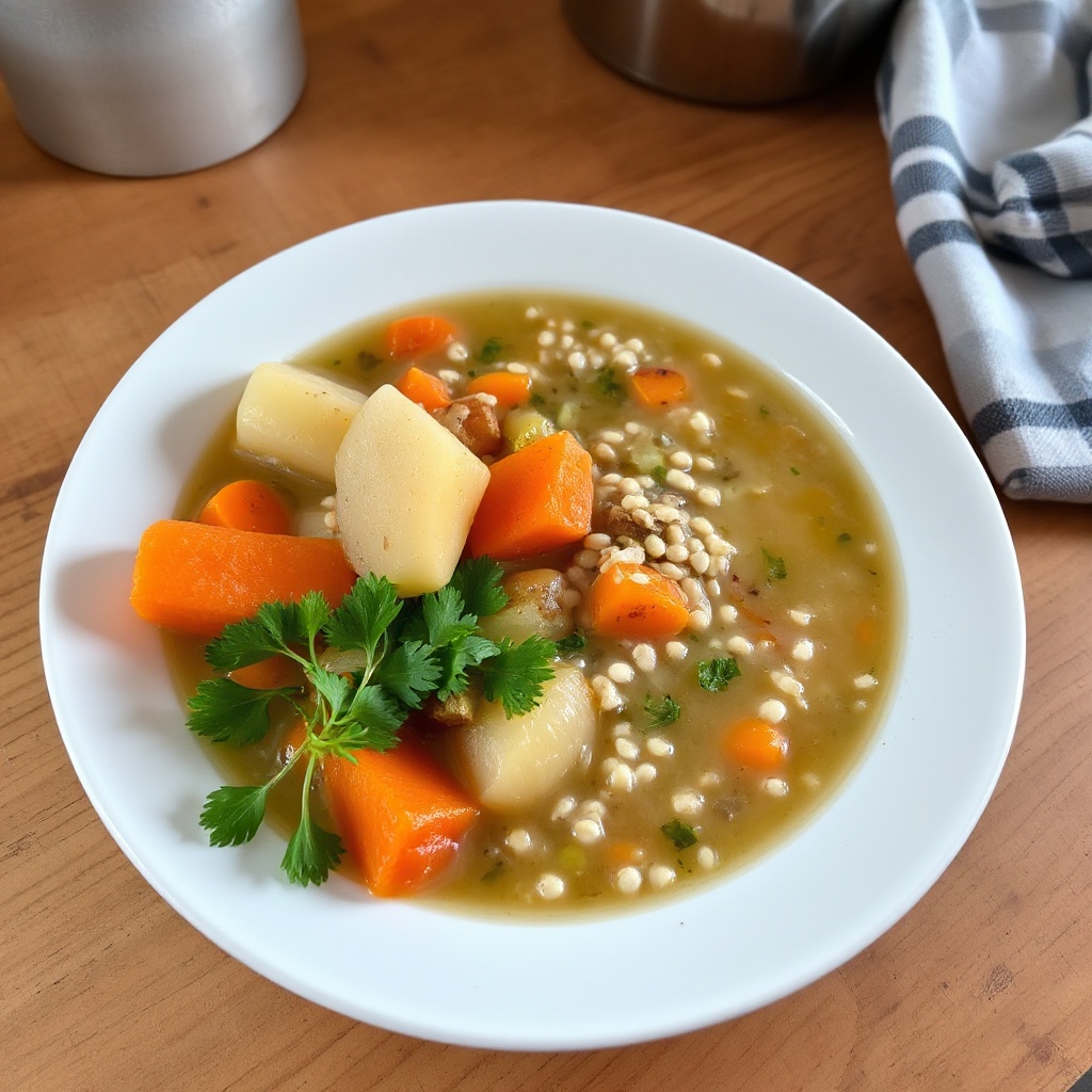 Herzhafter schottischer Hafer- und Gemüsesuppe