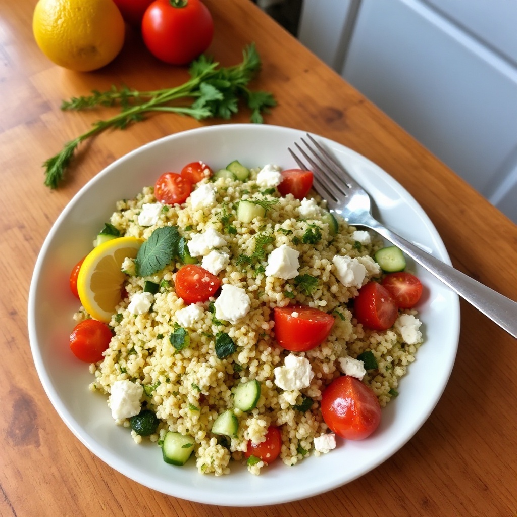 Insalata di Couscous alle Erbe con Limone e Feta