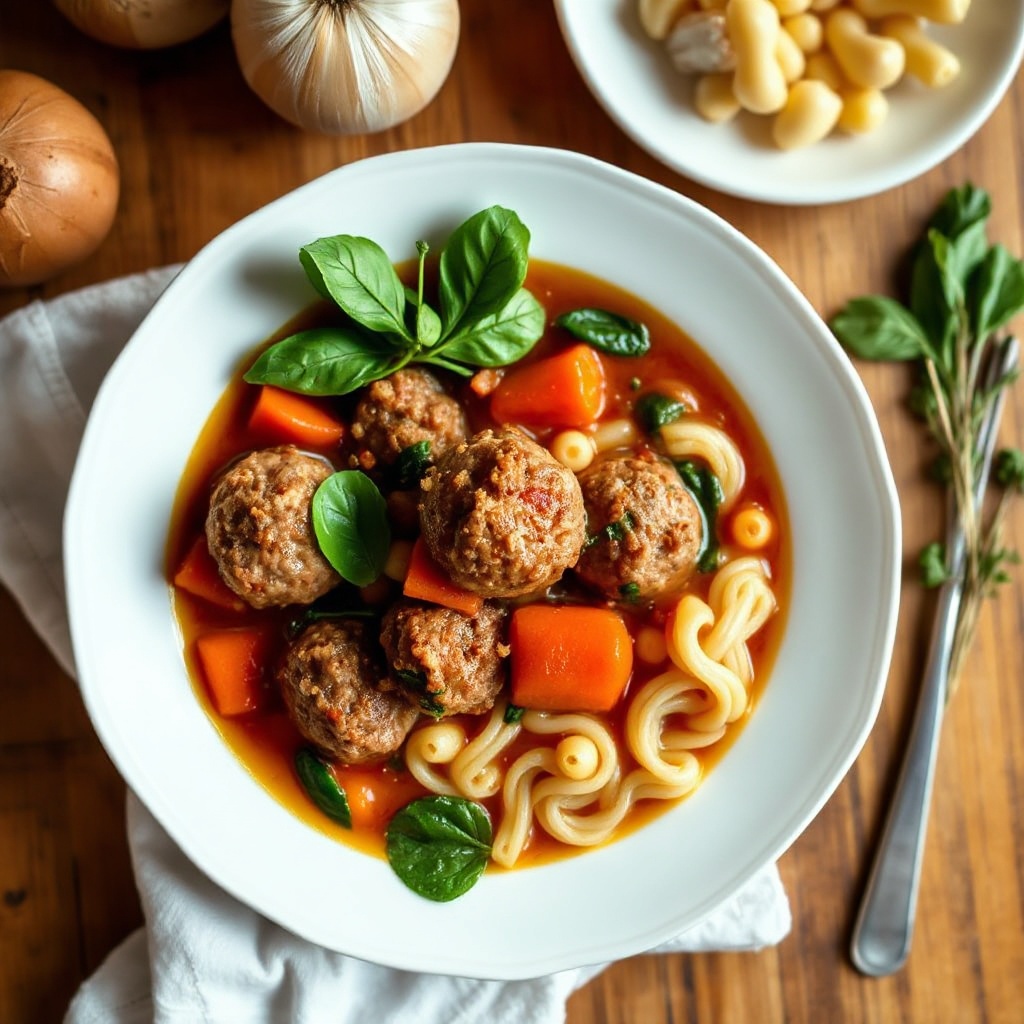 Herzhafter italienischer Fleischbällchensuppe
