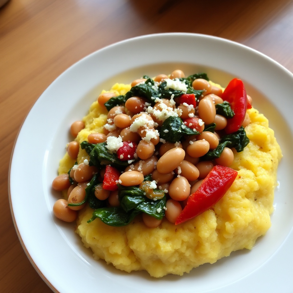 Herzhafte Polenta und Butterbohnen-Pfanne