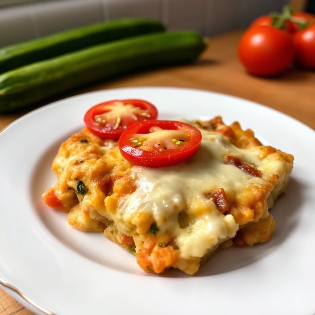Herzhafter Zucchini-Tomaten-Auflauf mit Käse