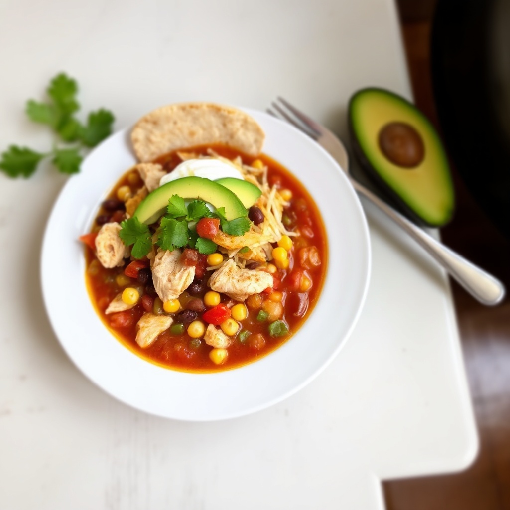Langsame Kochhuhn-Tortilla-Suppe