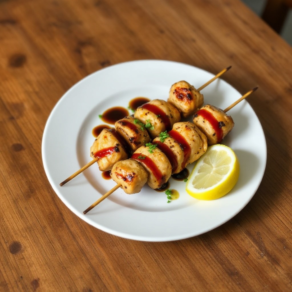Gegrillte Hähnchenspieße mit Honig-Soja-Glasur