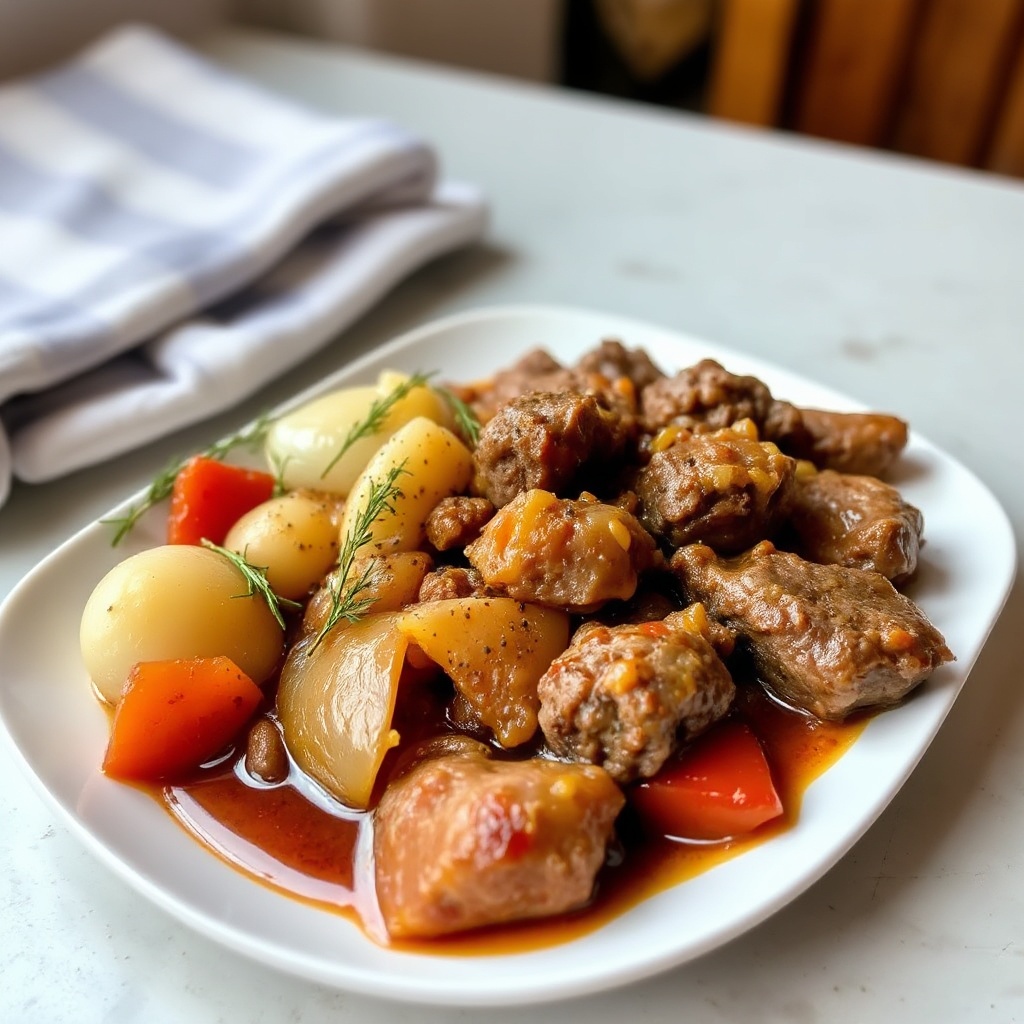 Stufato di Manzo Infuso di Erbe in Pentola Lenta