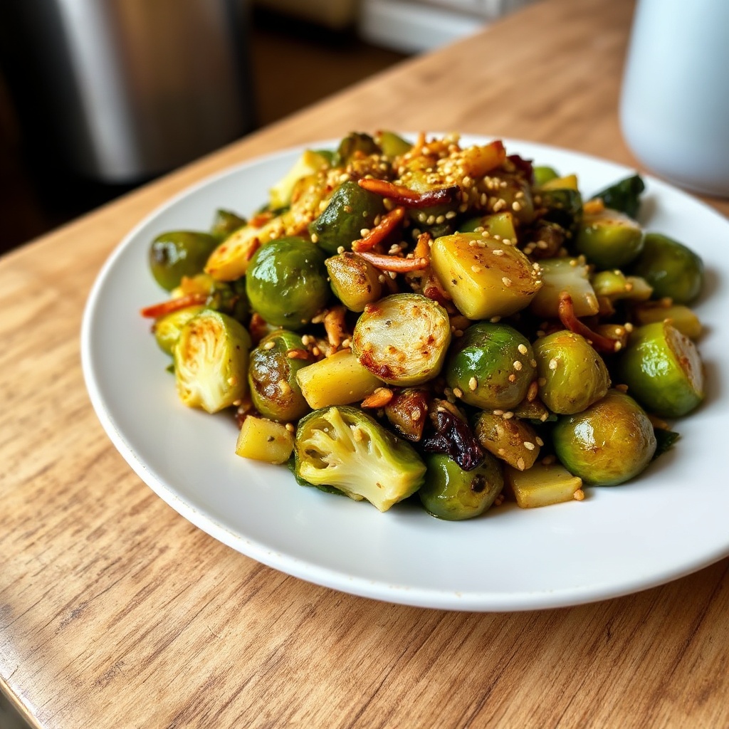 Knoblauch-Sesam gebratene Rosenkohl