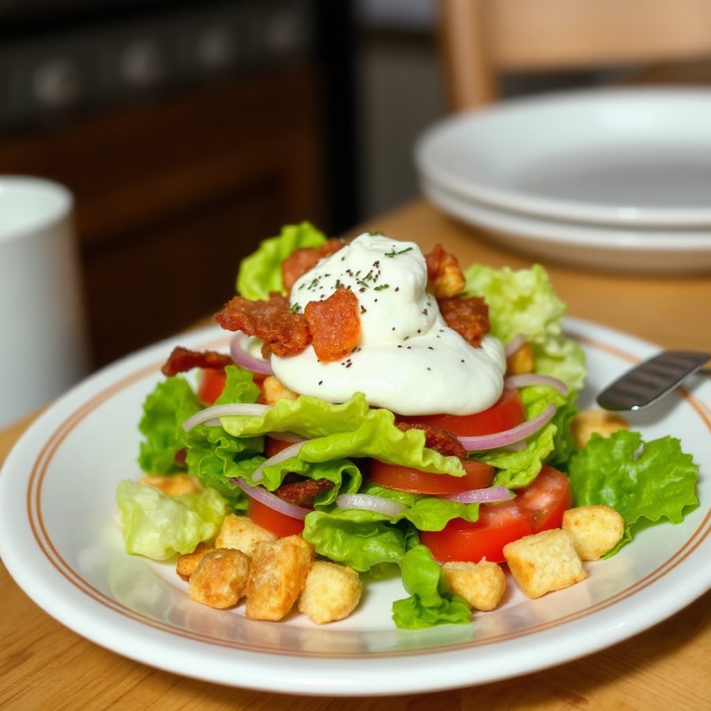 Knuspriger Speck und frischer Gemüse-Layered-Salat