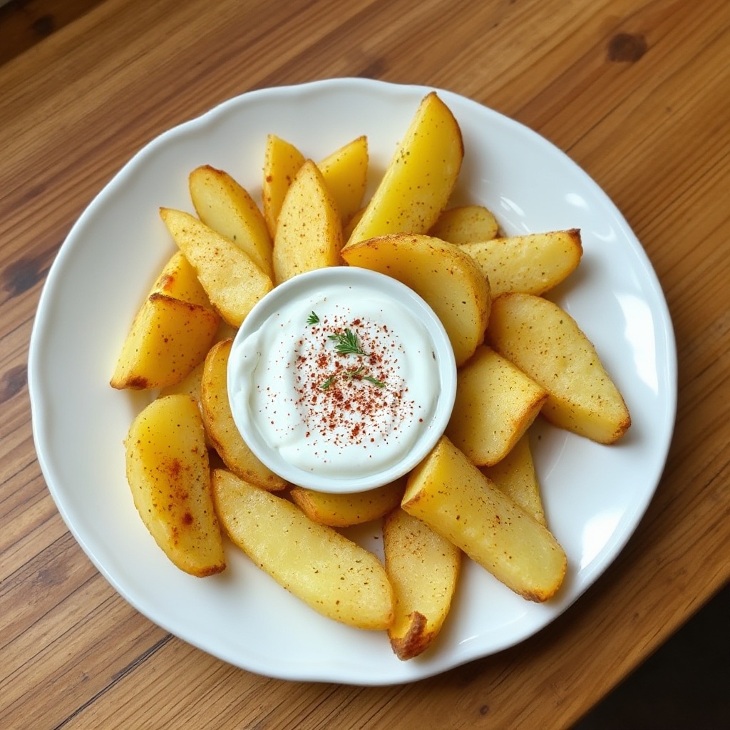 Crispy Potato Wedges with Zesty Lemon Dip