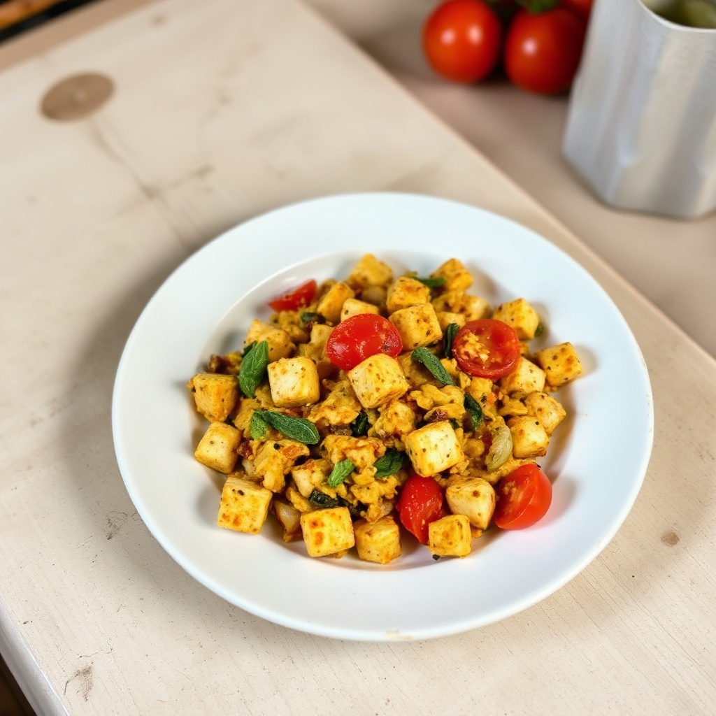 Herzhafter Tofu-Frühstückscramble