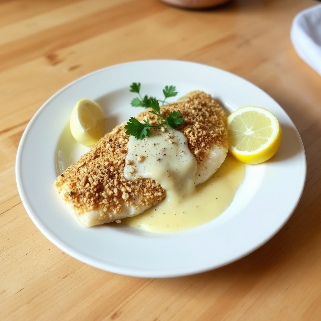 Mandelschnitzel mit Zitronenbuttersauce