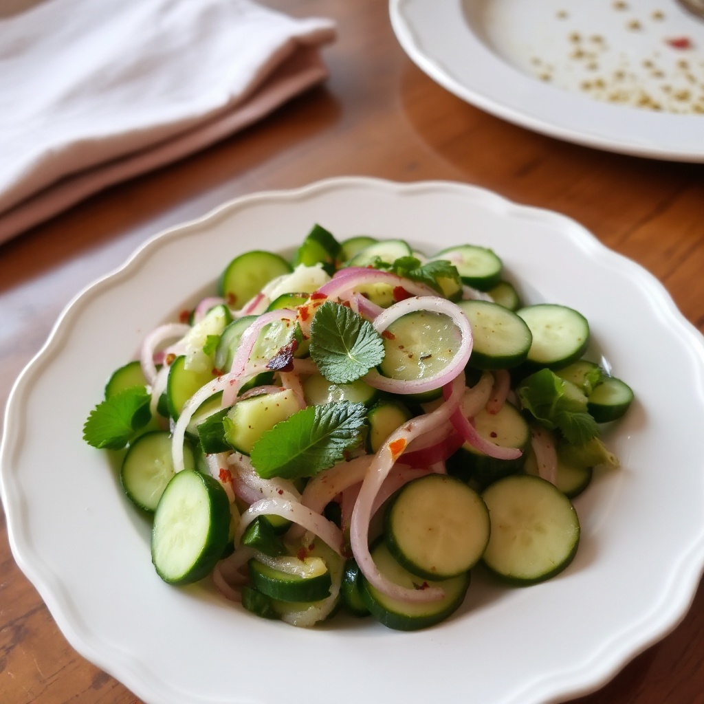 Insalata Rinfrescante di Cetrioli e Menta Indiana