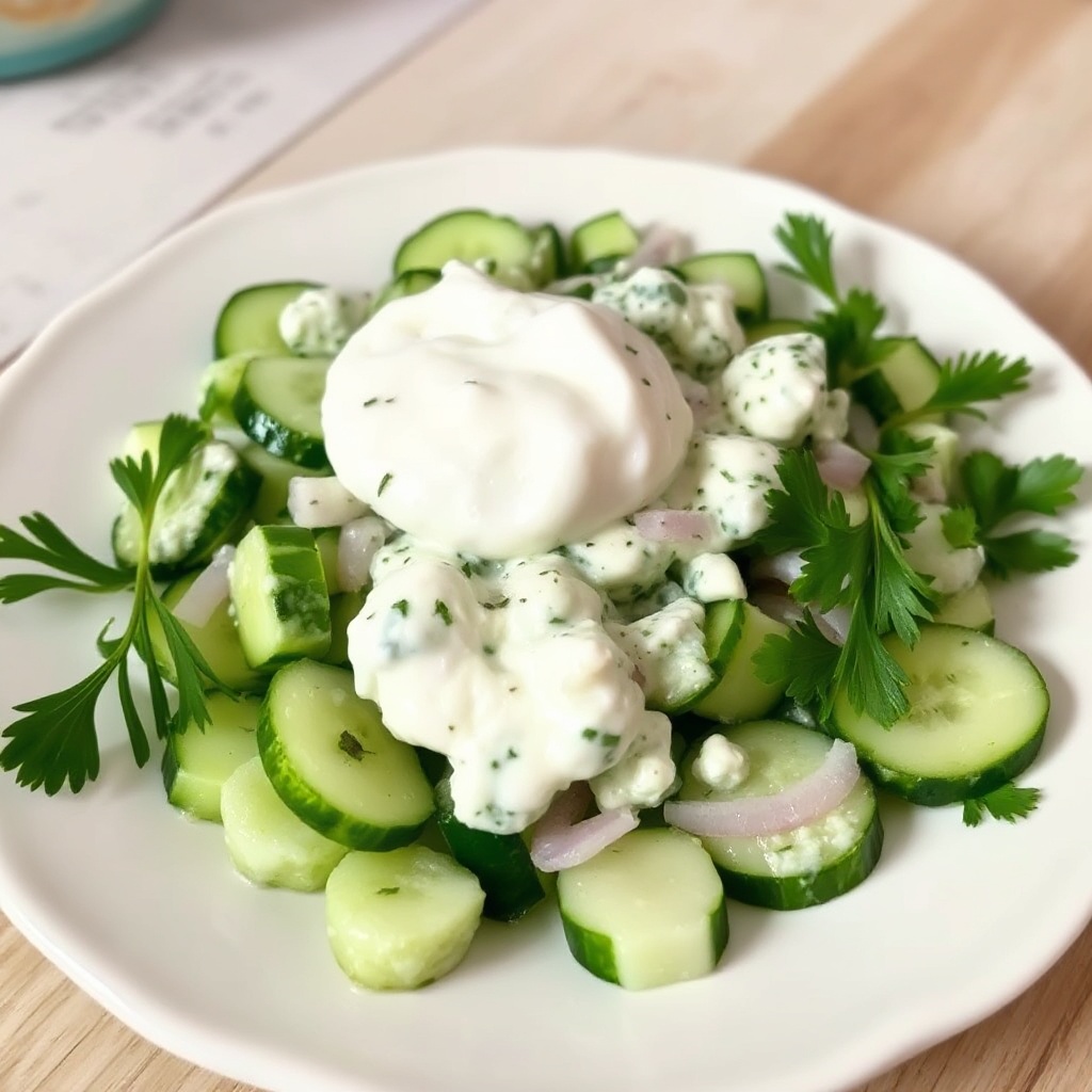 Erfrischender Cremiger Gurkensalat