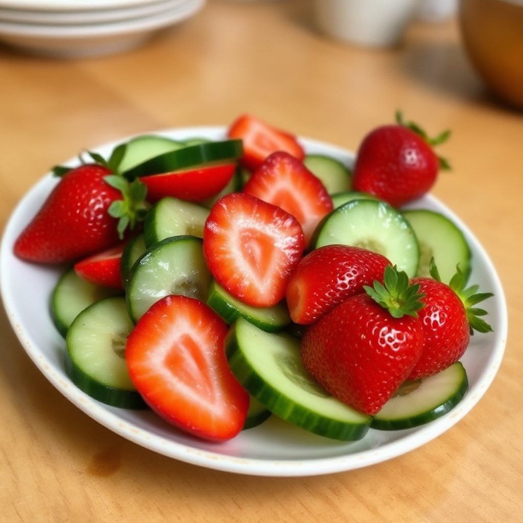 Erfrischender Erdbeer- und Gurkensalat