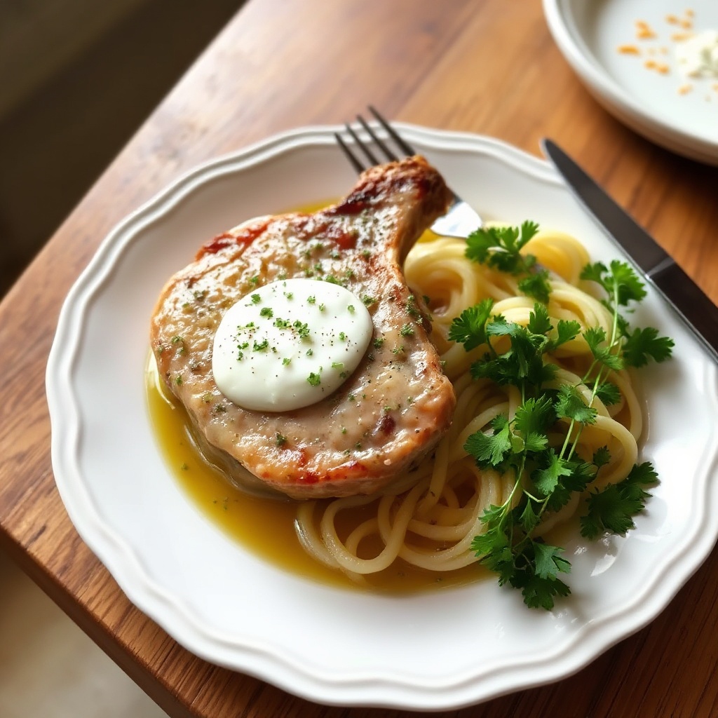 Costolette di Maiale Cremose Aromatizzate alle Erbe (Cottura a Pressione)