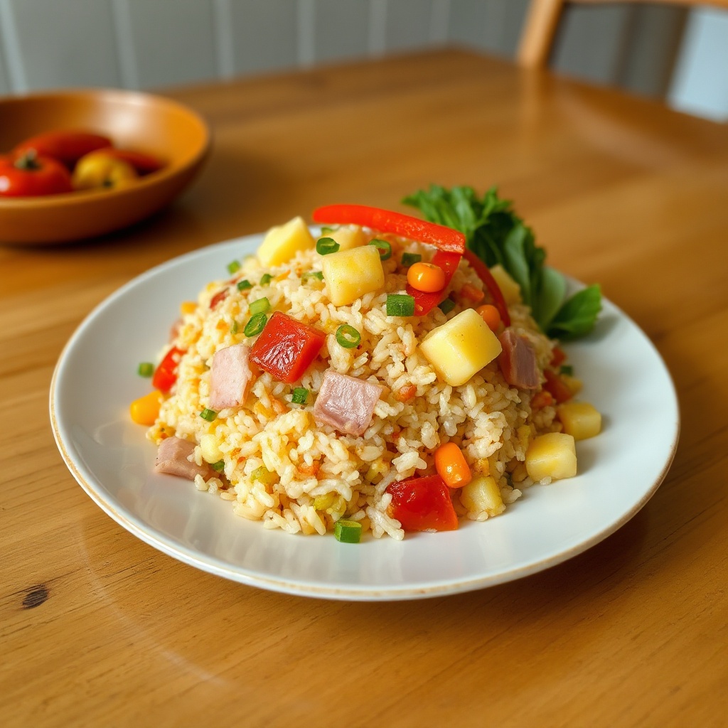 Tropfischer Reissalat mit Honig-Soja-Dressing