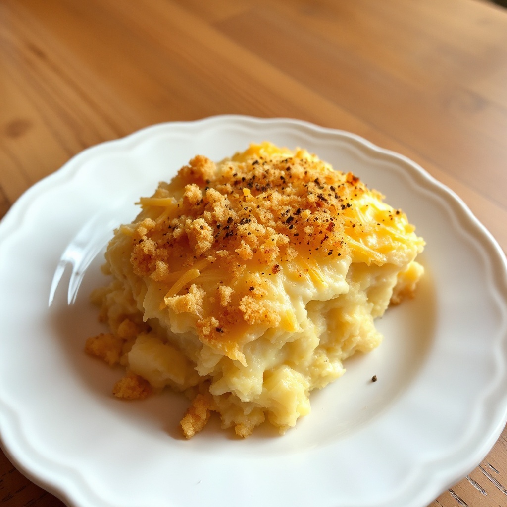 Casseruola di Patate Raspate con Formaggio e Croccante