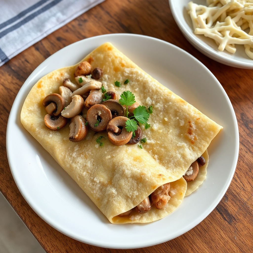 Herzhafte Hähnchen- und Pilz-Crêpes