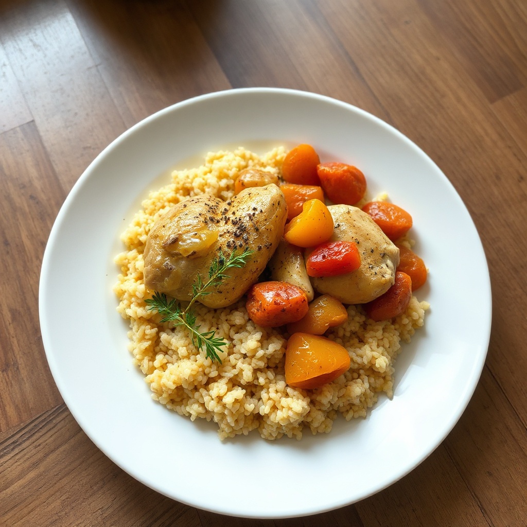 Marokkanisches Hähnchen mit Aprikosen und Gewürzen
