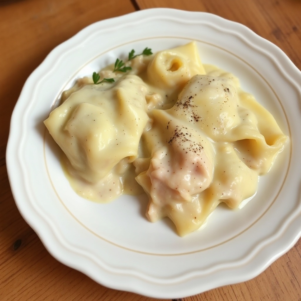 Cremige Hähnchen-Pierogi-Auflauf