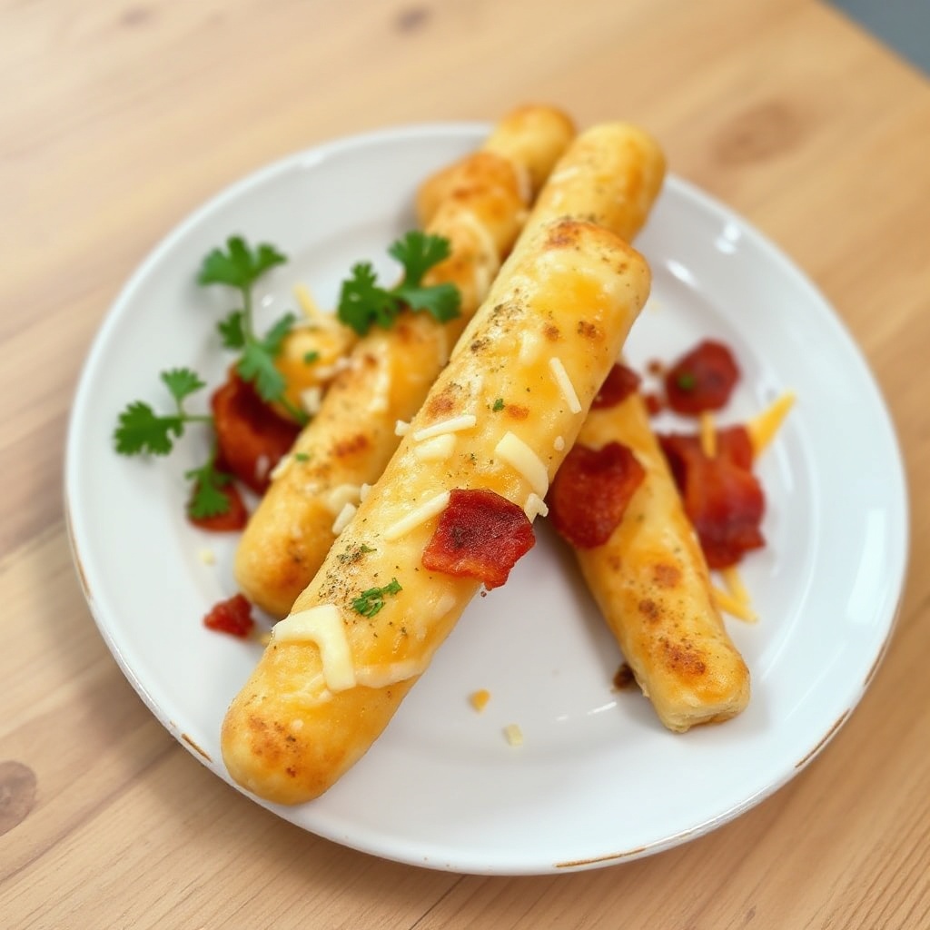 Herzhafte Käse- und Speckbrotstangen