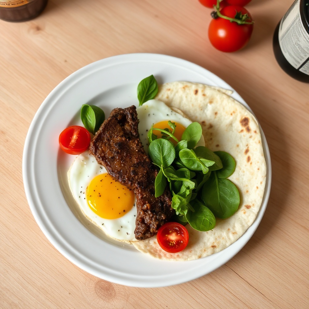 Wrap per Colazione con Steak e Uova