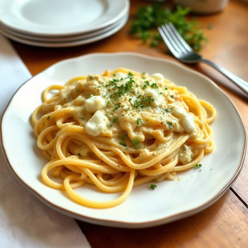 Cremige Kräuter- und Käsesauce für Pasta