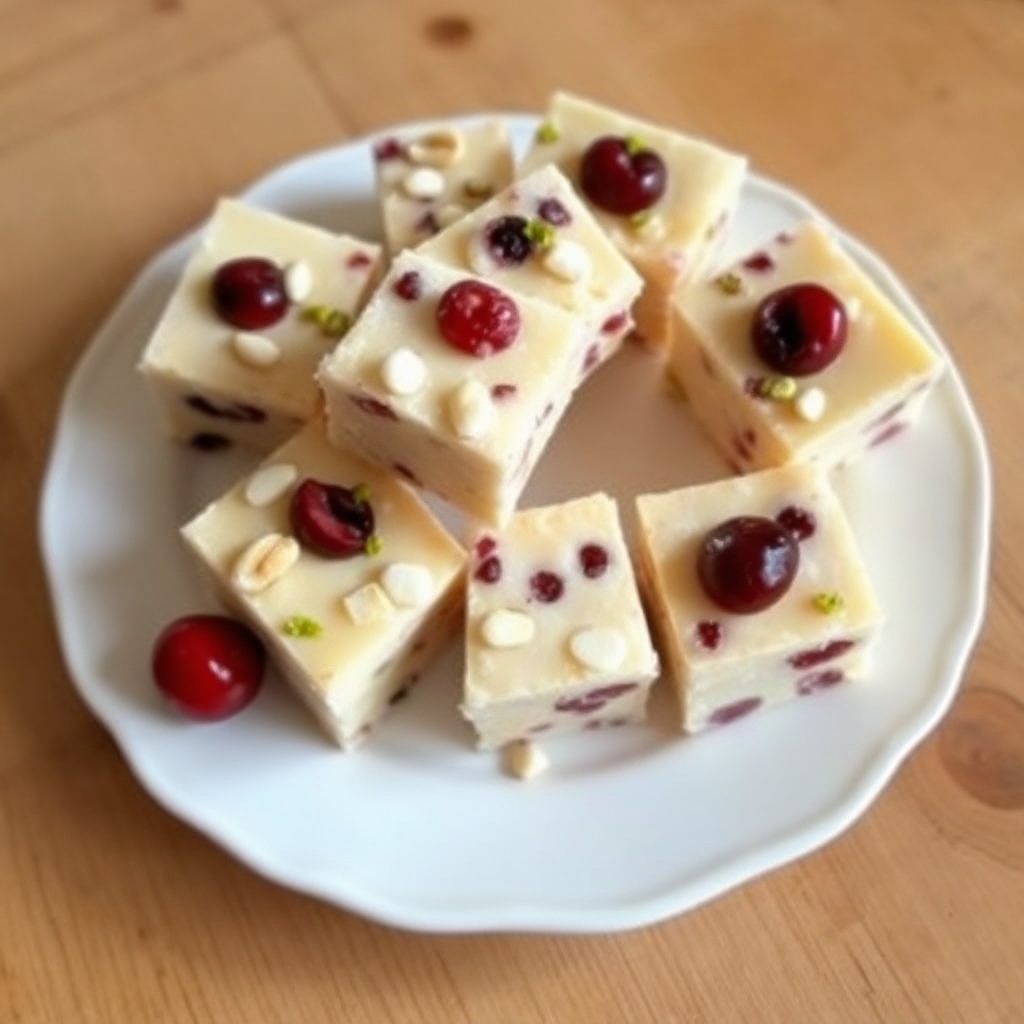 Weiße Schokolade Pistazien Cranberry Ring Fudge
