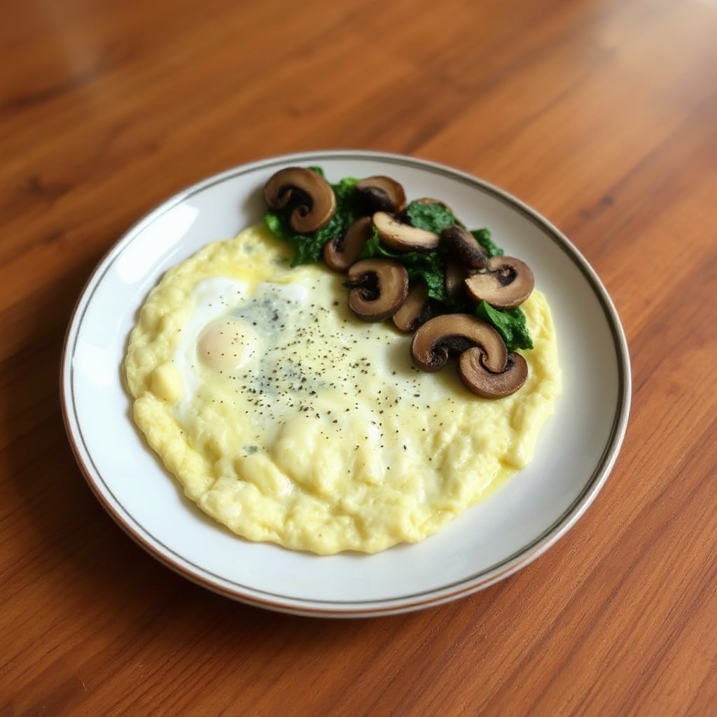 Fluffiges Spinat- und Pilz-Eiweißomelett