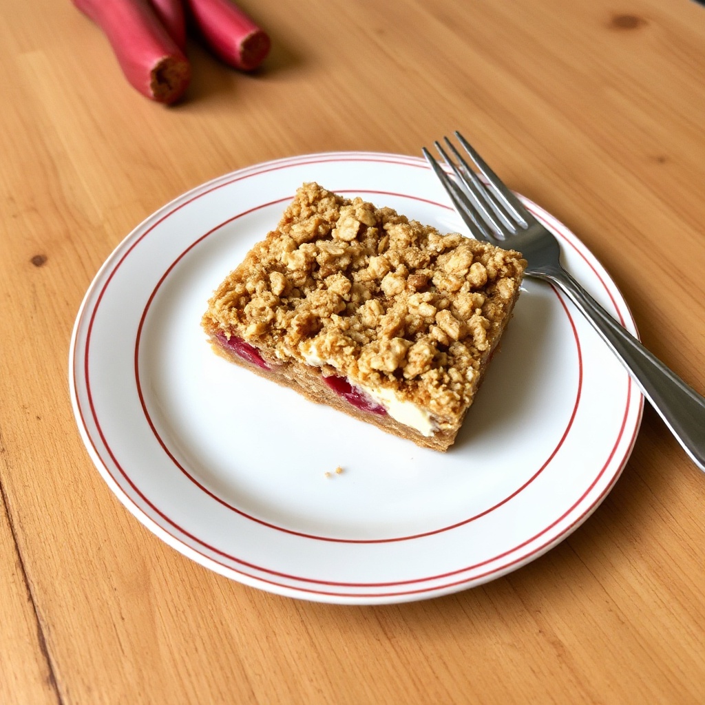 Rhubarb Cream Cheese Crumble Bars