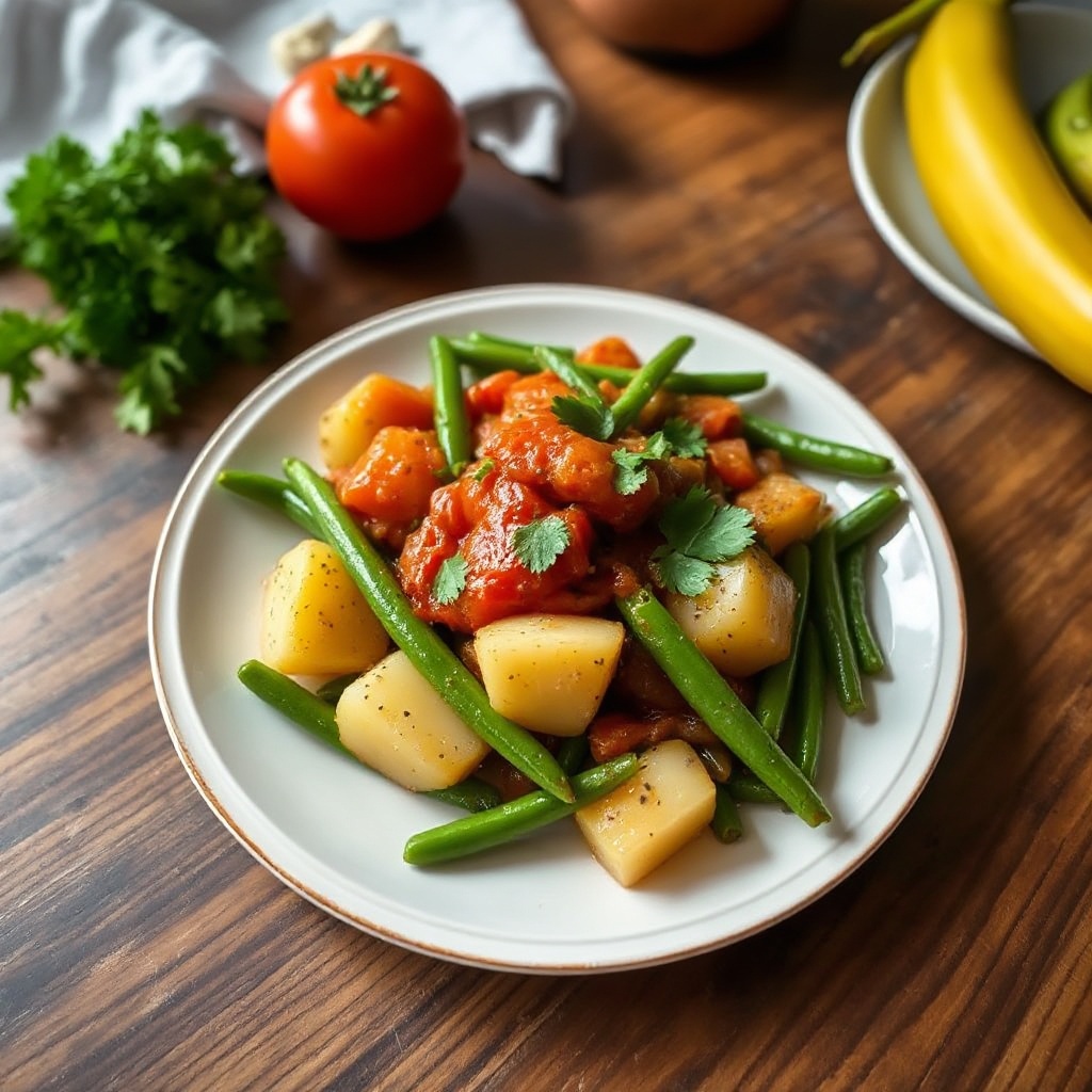 Savory Green Beans and Potatoes in Herbed Tomato Sauce