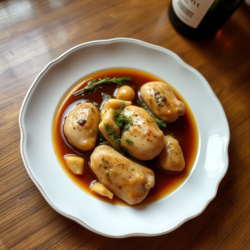 Herzhafter Kräuterhühnchen in Weinsauce