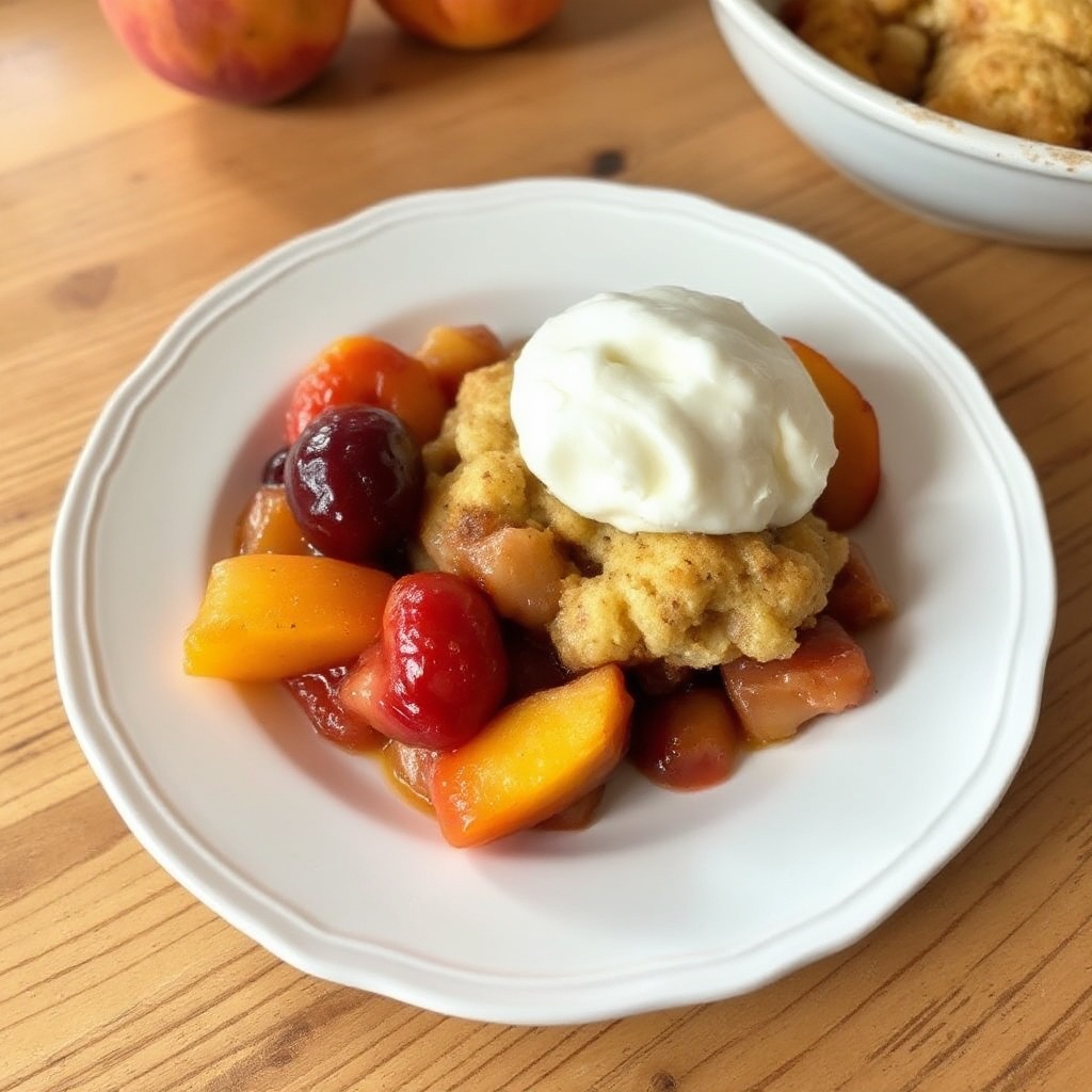 Cherry and Peach Delight Cobbler